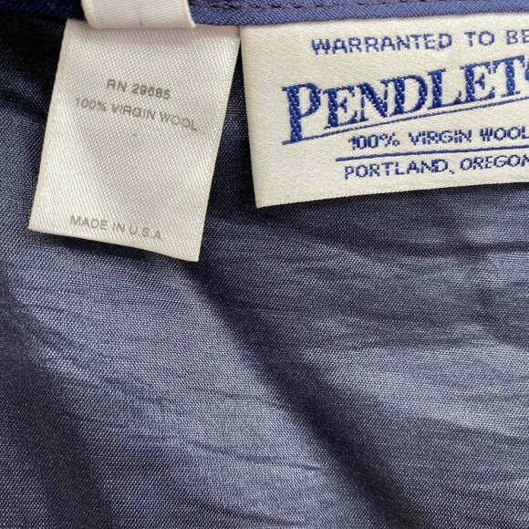 Pendleton Wrap Midi Skirt Womens 12 Navy Blue Tartan Wool Embroidered Detailing - Picture 9 of 10